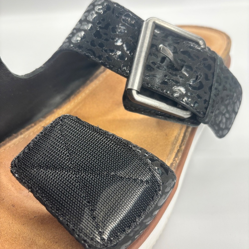 Clarks Elayne Ease Strap Sandals Women 8 Black Leopard Print Unstructured Slide - Picture 9 of 10
